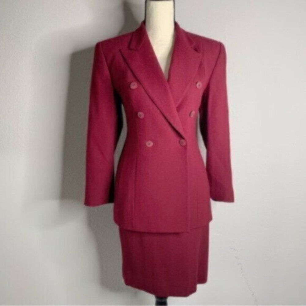 Jones New York Burgundy Blazer and Skirt Set
